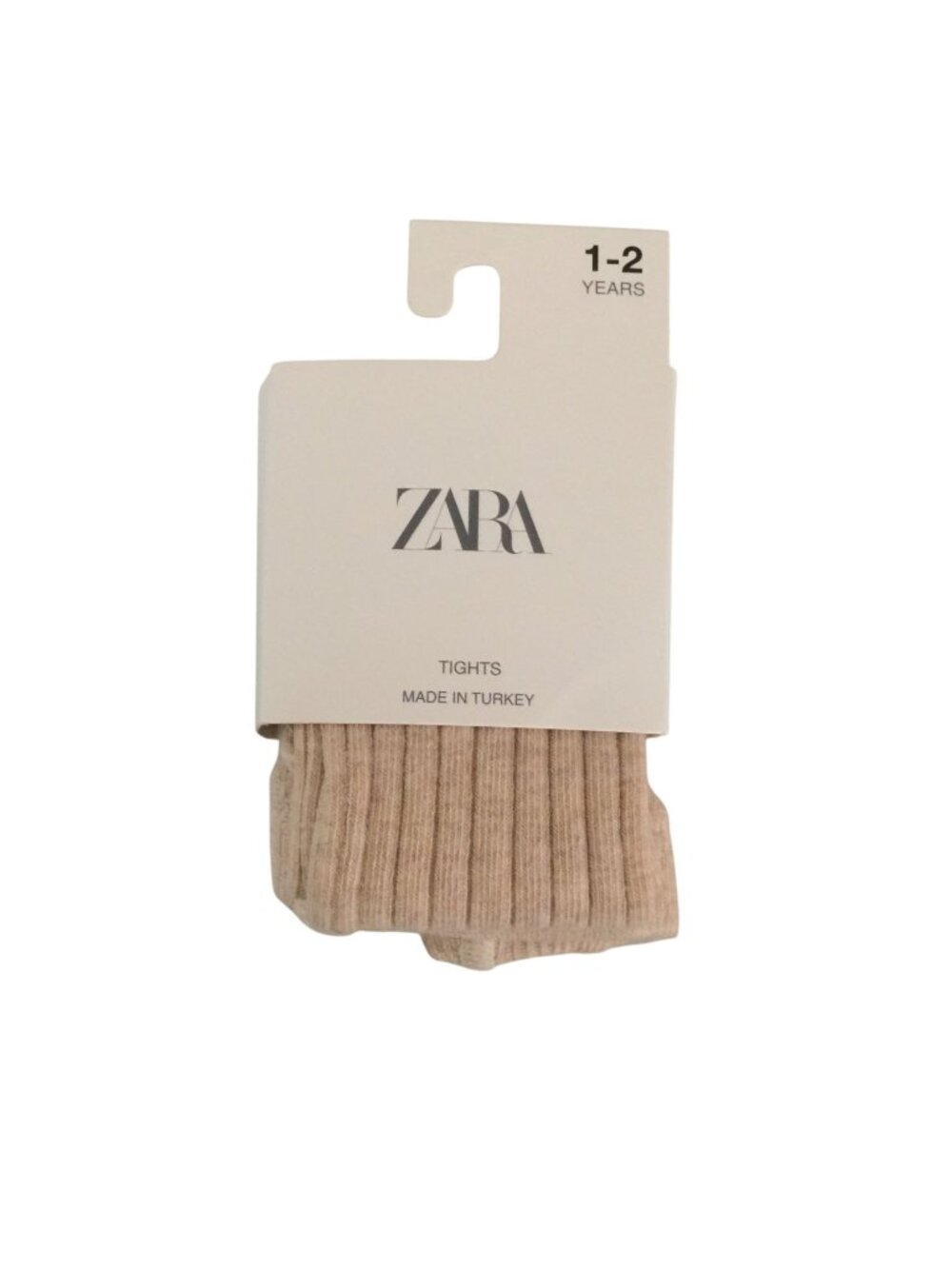 ZARA 1-2 Years Oatmeal Knit Ribbed Tights Cotton Blend